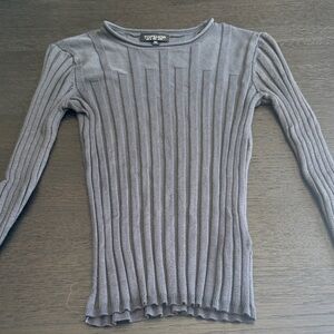 Topshop Charcoal Ribbed Blouse